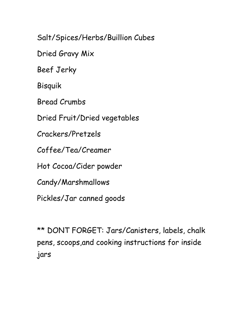 Bulk Food Storage Jars Supplies List